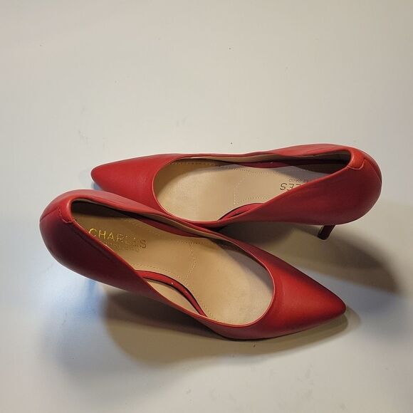 CHARLES BY CHARLES DAVIS POINTED TOE LEATHER HIGH HEEL STILETTOS SHOE - Picture 10 of 15